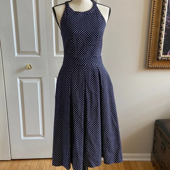The Limited Dresses | Polka Dot Halter Midi Dress | Color: Blue/White | Size: 2 | Rola74's Closet